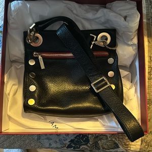 Hammer Tony Small Crossbody Bag   Black/Brushed Gold Red Zip